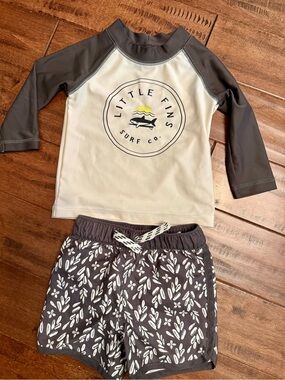 Carter's White and Dark Gray Baby Rash Guard Top
